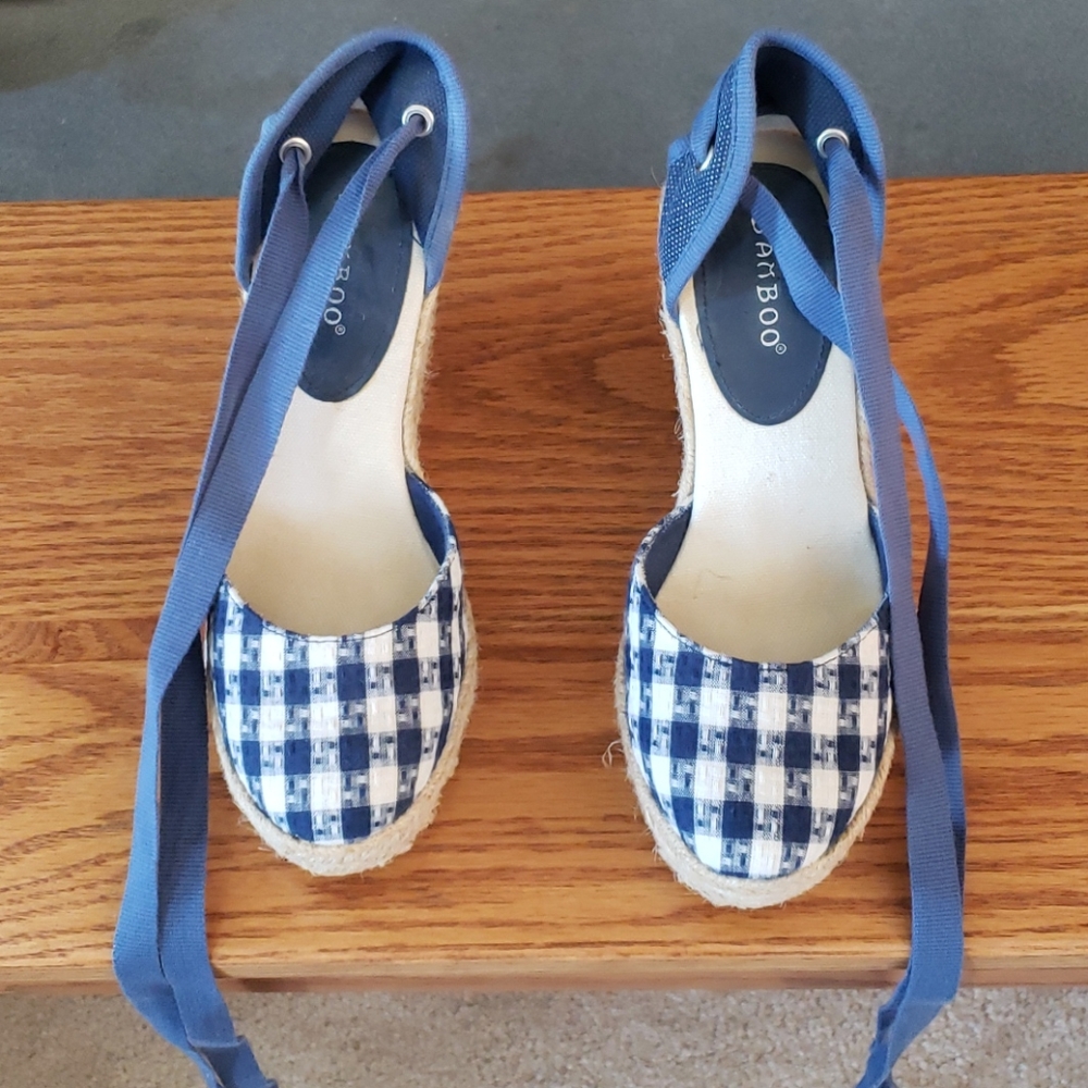 Bamboo Blue & White Checkered Espadrilles
